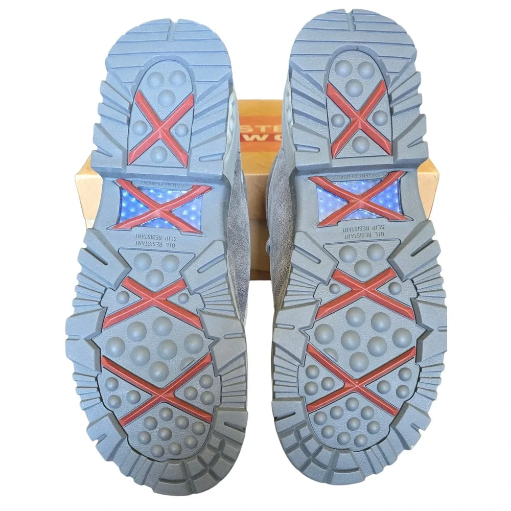 Twisted X Work Grey Suede Leather Woven‎ Moc Toe Work Driving Loafers